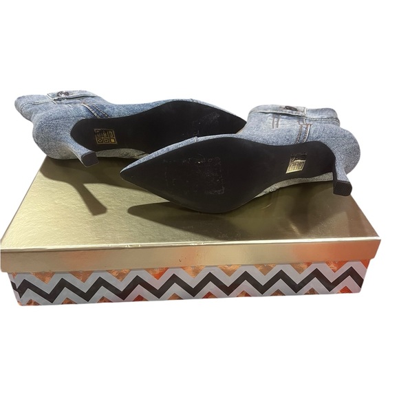 Jeffrey Campbell Chic Denim and Leather Ankle Boots - Picture 3 of 8